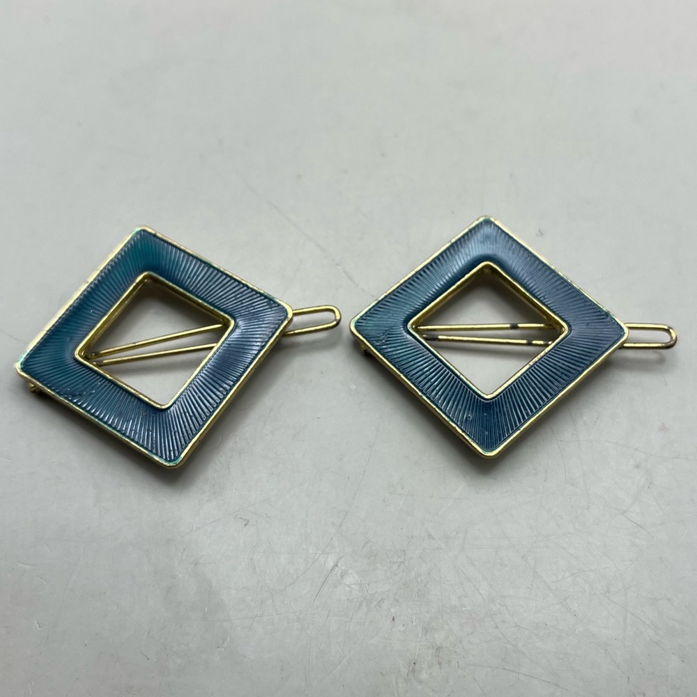 Elegant Vintage Gold and Blue Hair Accessory Set -Retro Statement - Picture 2 of 6
